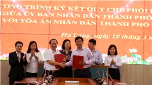 Ký kết quy chế phối hợp giữa UBND thành phố với khối MTTQ và các tổ chức chính trị - xã hội và các cơ quan tư pháp thành phố