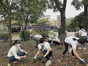 Ra quân dọn vệ sinh môi trường Khu di tích lưu niệm Bác Hồ trên đảo Tuần Châu 