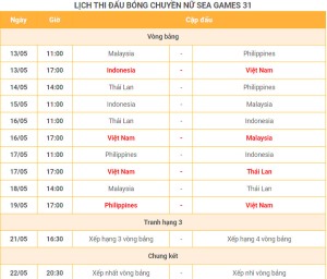 Lịch thi đấu chi tiết 27 trận bóng chuyền nam, nữ tại Nhà thi đấu tỉnh Quảng Ninh 