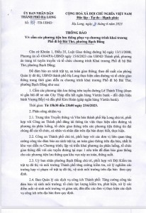 Thông báo cấm các phương tiện lưu thông phục vụ chương trình Khai trương Phố đi bộ Bài Thơ, phường Bạch Đằng