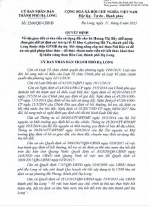 Quyết định của UBND thành phố Hạ Long về việc giao đất có thu tiền sử dụng đất cho bà Hoàng Thị Bẩy trú tại tổ 11 khu 4, phường Hà Tu