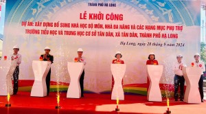 TP Hạ Long khởi công công trình Xây dựng bổ sung nhà học bộ môn, nhà đa năng và các hạng mục phụ trợ Trường Tiểu học và THCS Tân Dân